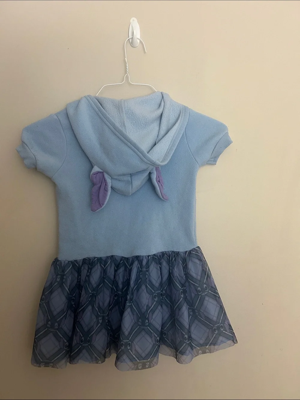 Disney Stitch Light Blue Hooded Character Dress with Patterned Skirt